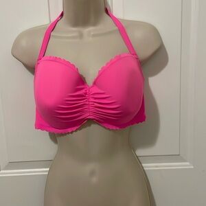 Hot pink halter bikini top
